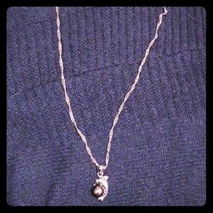 Dolphin/ dark pearl necklace